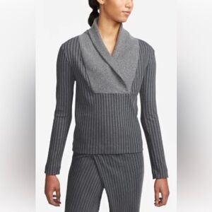 Nike Yoga Gray Luxe Ribbed Cover Up Women's Sweater Grey Small NWT